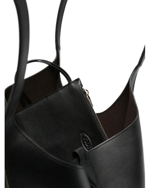 Tod's Black T Timeless Leather Tote Bag
