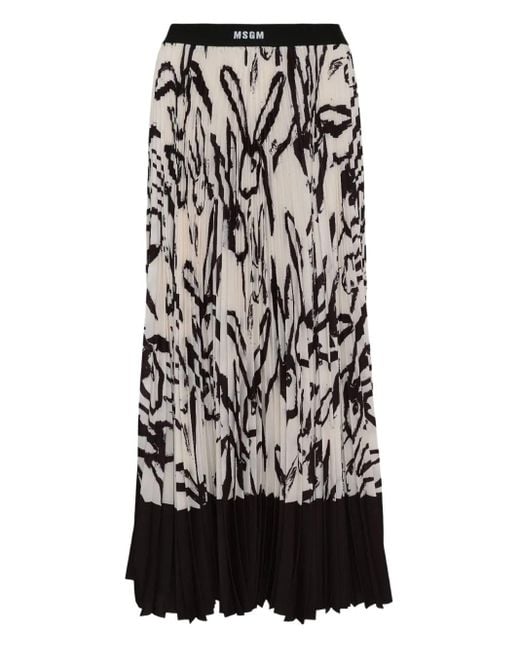 Jupe Plissée À Imprimé Lapin MSGM en coloris White