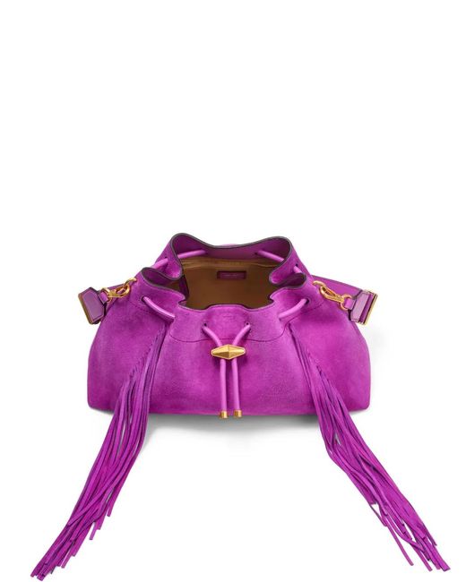 Jimmy Choo Purple Medium Cinch Fringed Shoulder Bag