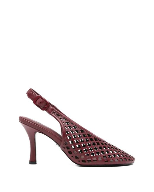 Lola Cruz Pink Bruna Lattice Leather Pumps