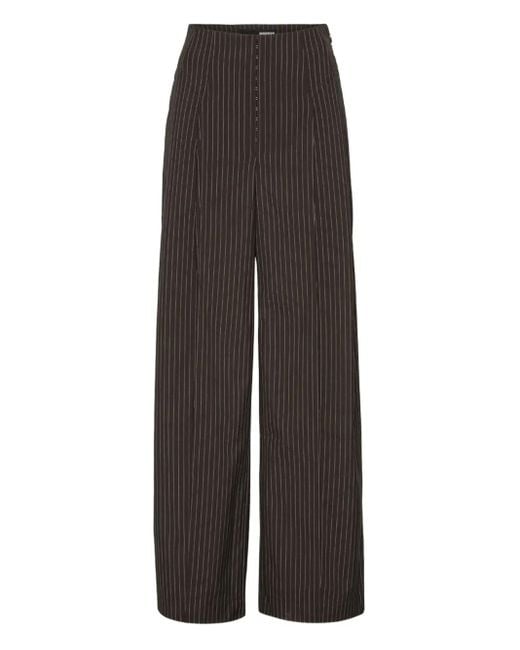 ROTATE BIRGER CHRISTENSEN Brown Pinstripe Wide-Leg Trousers