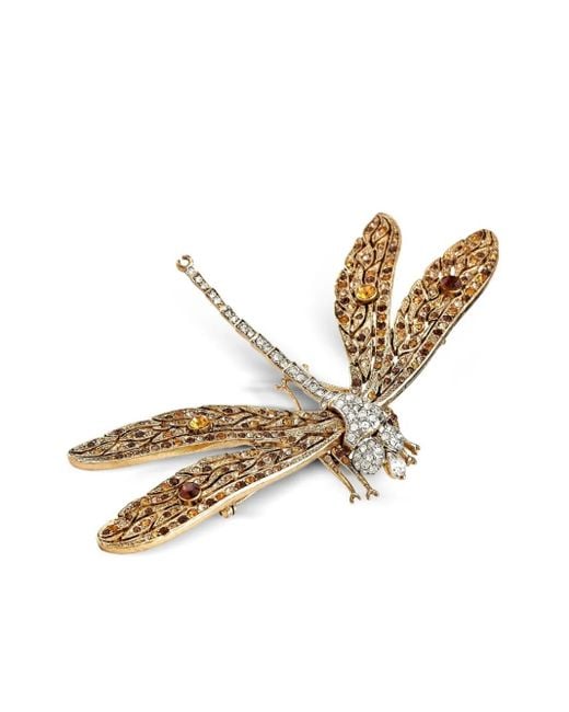 Kenneth Jay Lane Metallic Crystal-Embellished Dragonfly Brooch