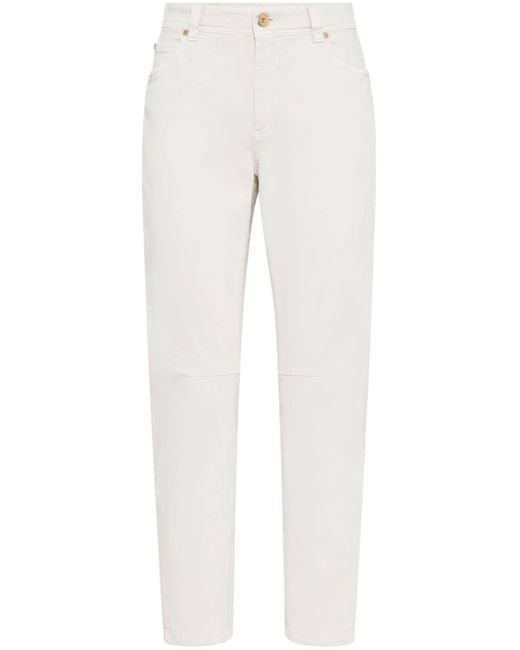 Brunello Cucinelli Jeans Met Toelopende Pijpen in het White