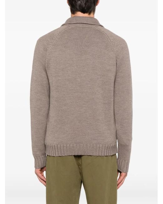 Zanone Brown Polo-Neck Wool Sweater for men
