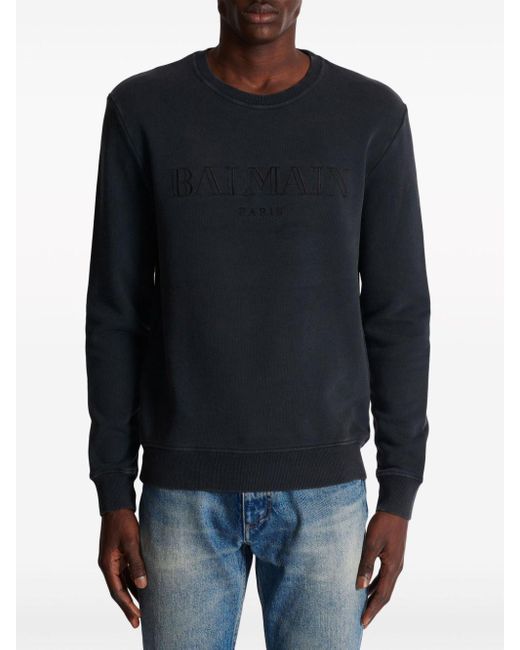 Balmain Blue Vintage Cotton Sweatshirt for men