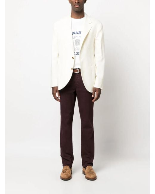 Brunello Cucinelli Natural Single-Breasted Wool-Blend Blazer for men