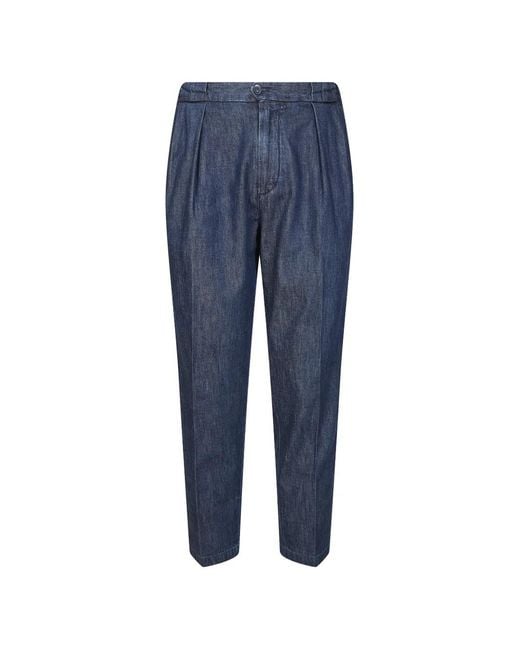 Briglia 1949 Blue Portobello Pleated Tapered Trousers for men