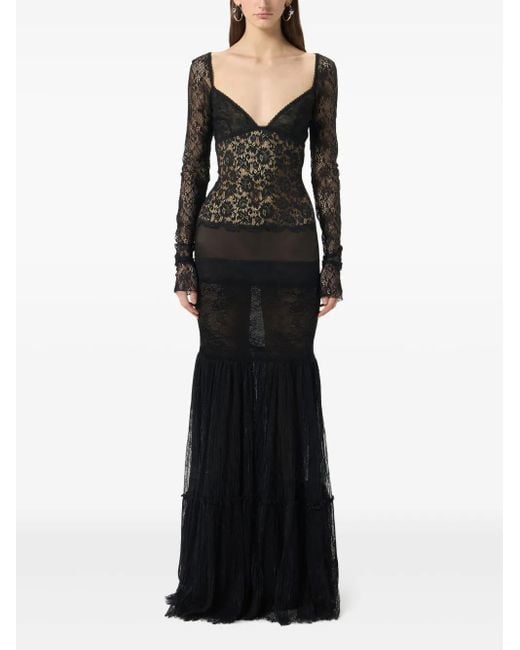 Blumarine Black Lace-Panelled Gown