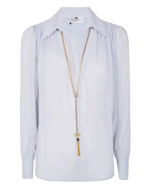 Elisabetta Franchi パフスリーブ ブラウス Blue