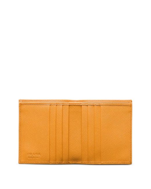 Prada Orange Triangle-Logo Leather Wallet for men