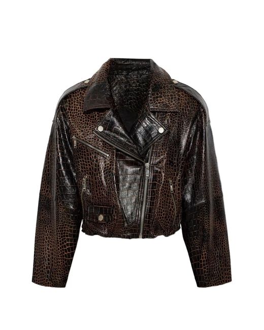Gestuz Black Cesi Crocodile-Effect Jacket