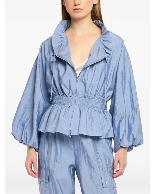 Cinq À Sept Blue Ruffled Peplum Jacket