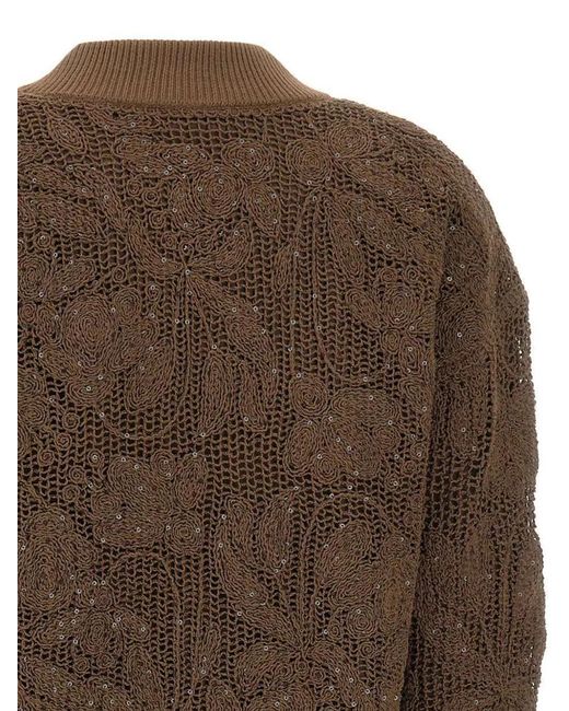 Kangra Brown Veste Bomber Brodée De Sequins