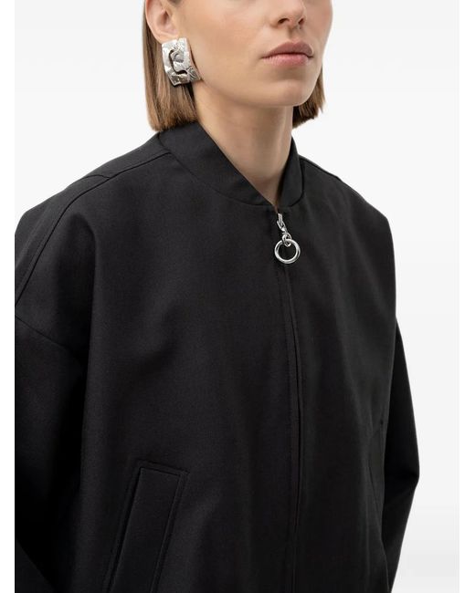 HUGO Black Oversized Zip-Up Bomber Jacket