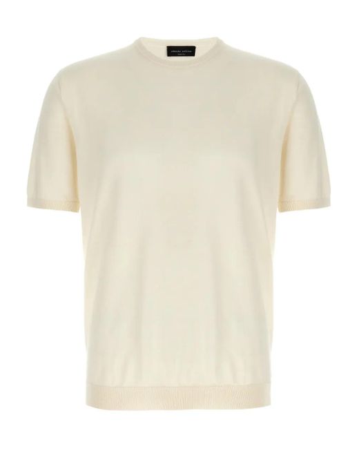 Roberto Collina Natural Crew-Neck Cotton T-Shirt for men