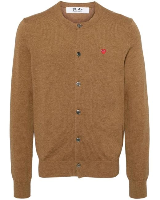 COMME DES GARÇONS PLAY Brown Round--Neck Small Emblem Knit