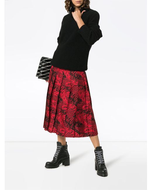 tiger print pleated skirt