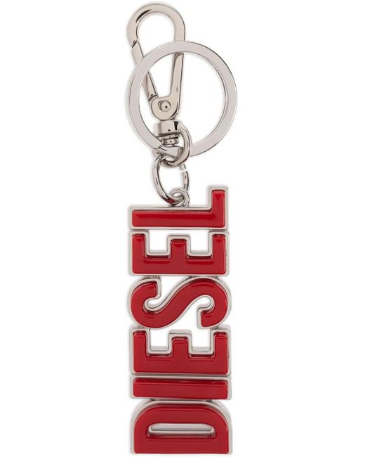 DIESEL White Dsl 3D Metal Keyring for men