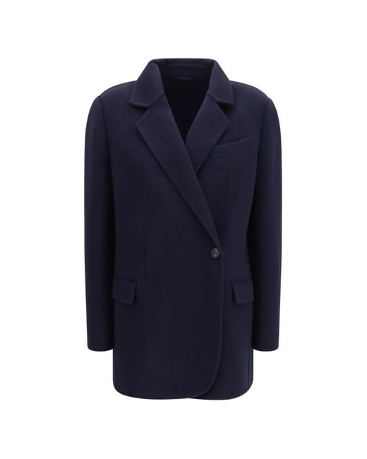 Brunello Cucinelli Blue Single-Breasted Merino Wool Jacket