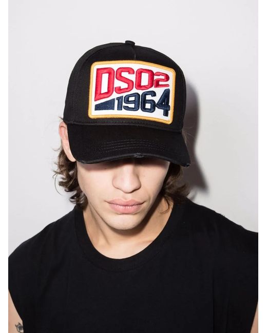 DSquared² Black 1964 Logo-patch Cap for men