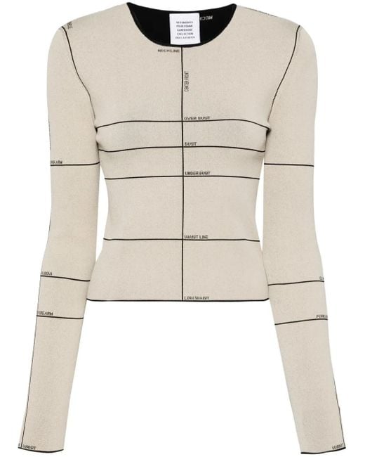 Vetements Natural Intarsia-Knit Long-Sleeved Top