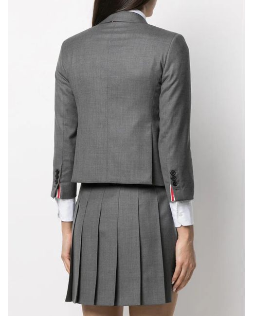 Thom Browne Gray Notched-Lapel Single-Breasted Blazer
