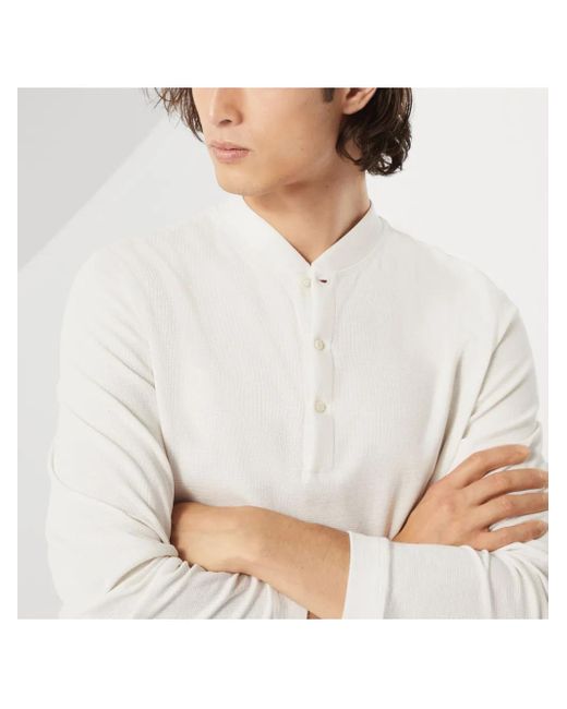 メンズ Brunello Cucinelli ヘンリーネック ロングtシャツ White