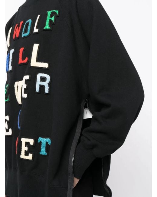 Undercover Black Patch-Lettering Cotton Sweatshirt for men