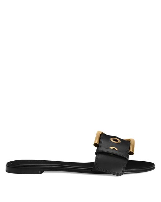 Dolce & Gabbana Black Buckle-Detail Flat Sandals