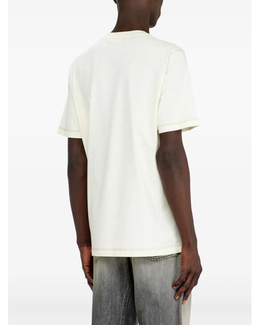 DIESEL White Embroidered-Patch T-Shirt for men