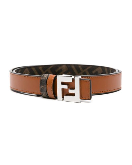 Fendi Brown Reversible Ff-pattern Belt for men