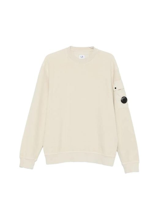 C P Company Natural Lens-Detail Sleeve-Pocket Sweatshirt for men