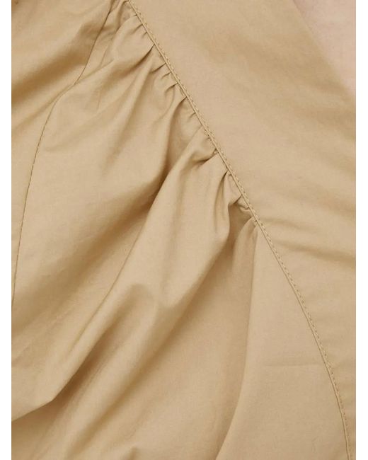 By Malene Birger Natural Balloon-Sleeve V-Neck Mini Dress