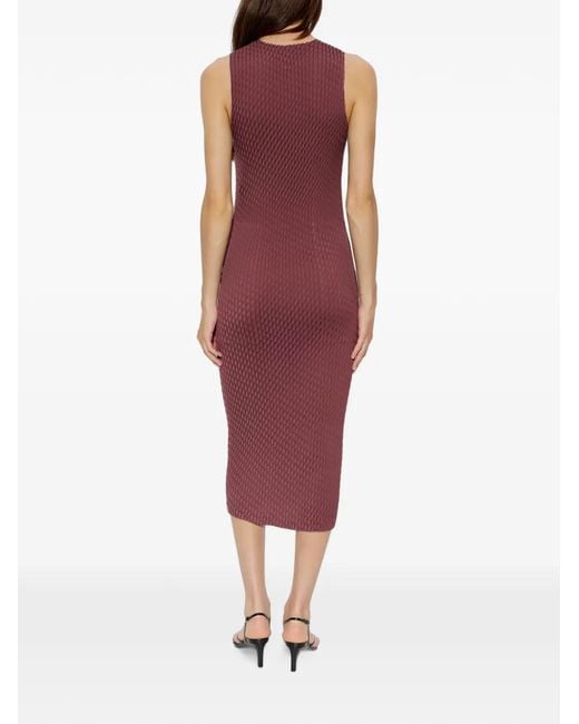 Issey Miyake Purple Sleeveless Pleated Midi Dress