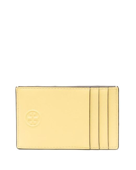 Tory Burch Yellow Fleming Diamond-Pattern Cardholder