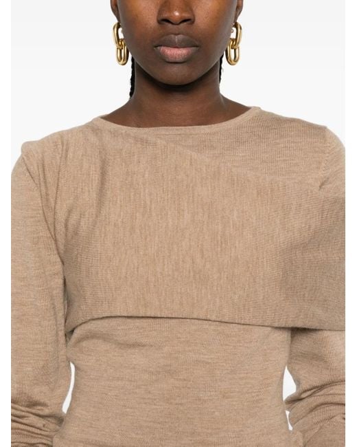 P.A.R.O.S.H. Natural Draped-Shoulder Sweater