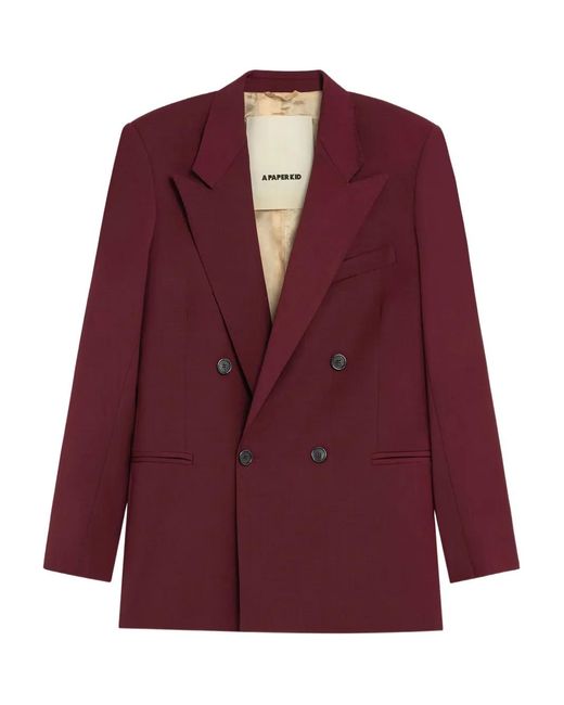 A PAPER KID Red Double-Breasted Blazer