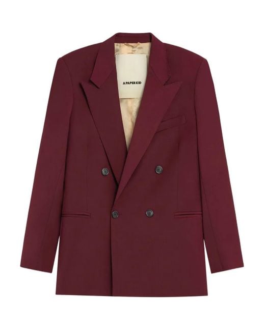 A PAPER KID Red Double-Breasted Blazer