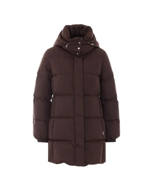 Add Brown Hooded Quilted Coat