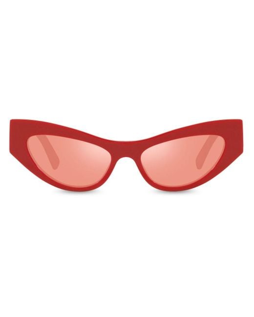 Dolce & Gabbana Red Logo-embossed Cat-eye Frame Sunglasses