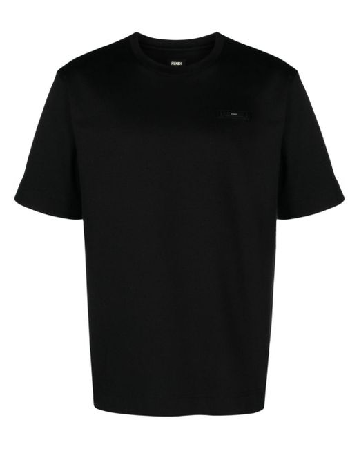 T-shirt girocollo con applicazione di Fendi in Black da Uomo