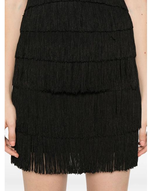 Norma Kamali Black Fringe Mini Skirt