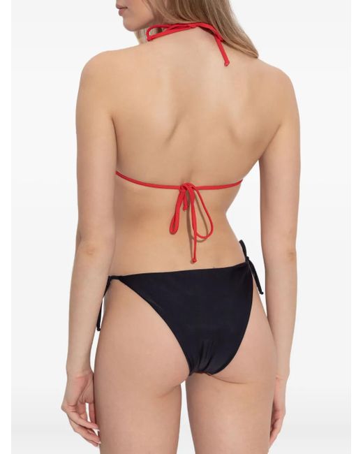 Top De Bikini Triangular Con Logo Moschino de color Red