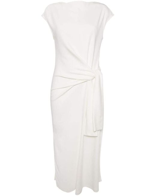 Goen.J White Knot-detail Sleeveless Cotton-jersey Midi Dress