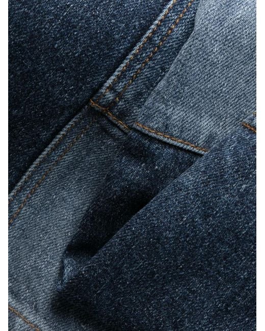 Chloé Patchwork Cropped Flared Jeans in het Blue
