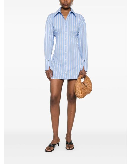 Patrizia Pepe Blue Stripe-Print Shirt Dress