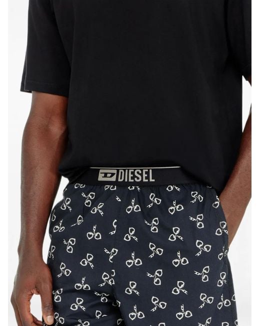 DIESEL Blue Pyjama En Coton À Imprimé Graphique for men