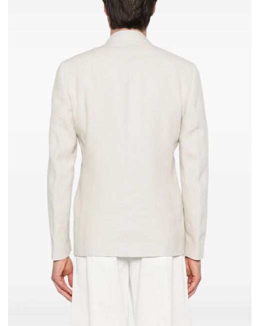 Lardini Natural Double-Breasted Linen Blazer for men