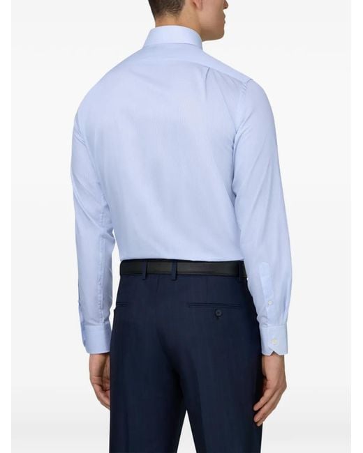 Boggi Blue Spread-Collar Twill Shirt for men