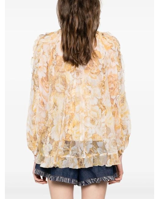 Zimmermann Natural Frill-Detail Billow Blouse